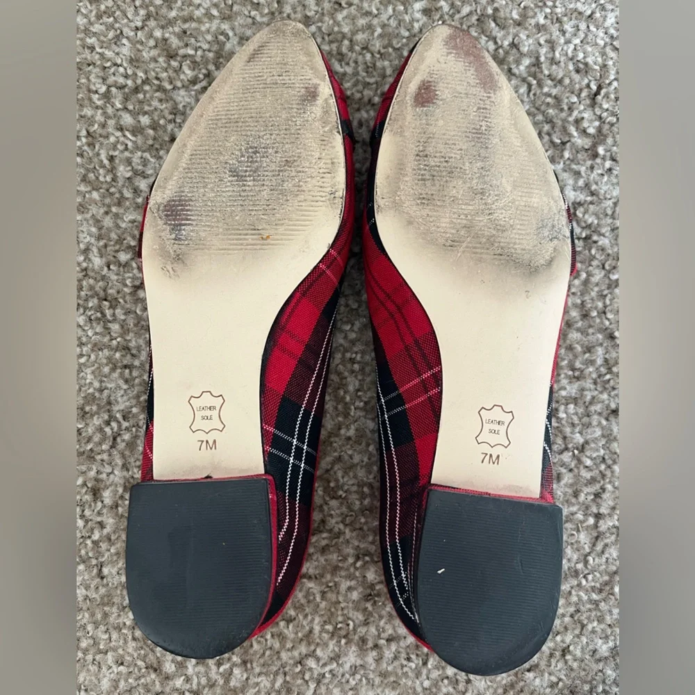 Talbots red and black plaid flats, Size 7M - Picture 3 of 7